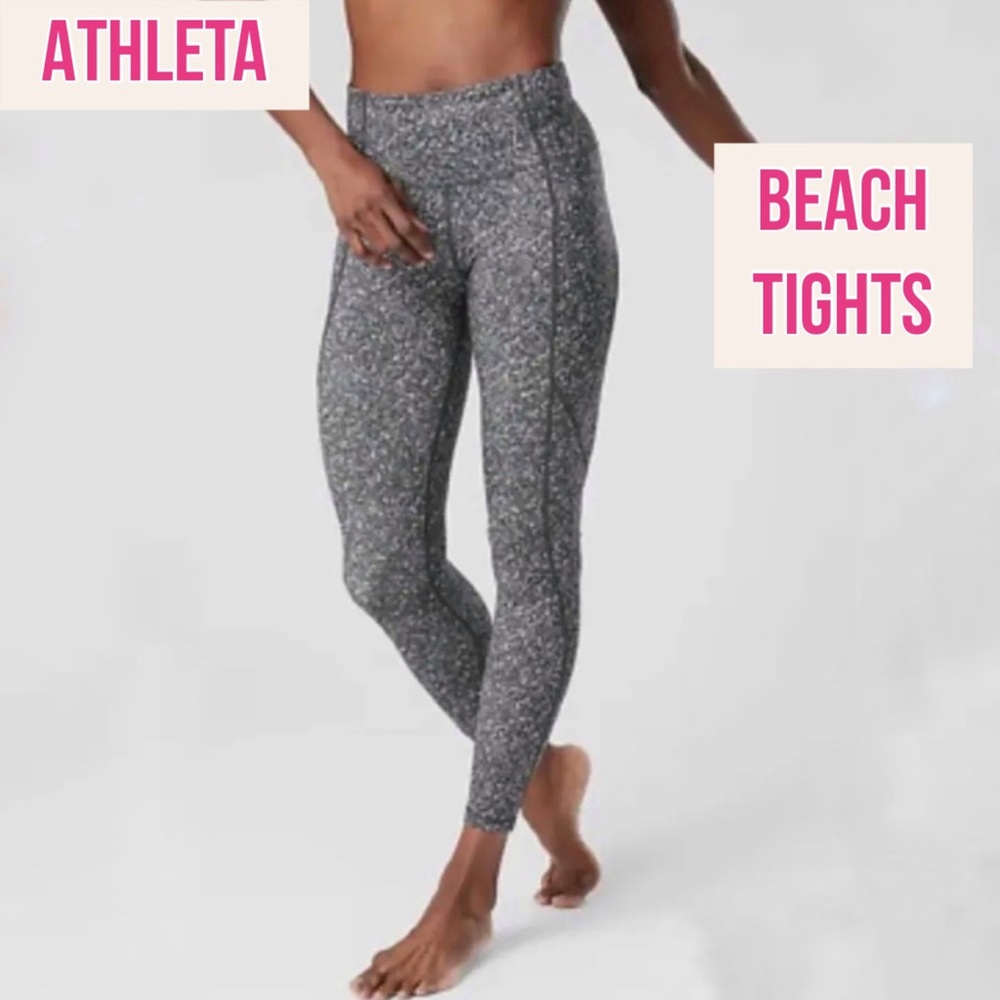 Athleta Leggings Grey Patterned Salutation Pebble… - image 1